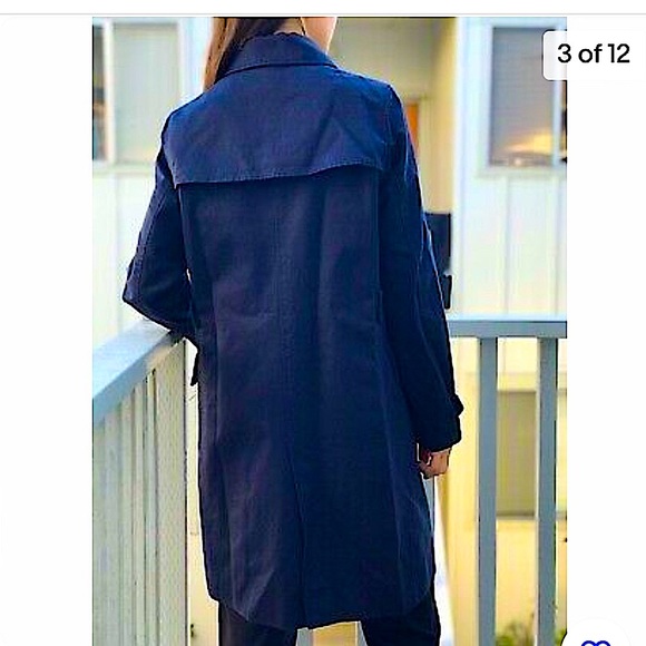 Ines De Fressange for Uniqlo navy double breasted trench coat size XS - Picture 13 of 14